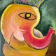 Ganesha Oil Canvas Painting by Artist Debayan Kundu 30 x 30 Inches
